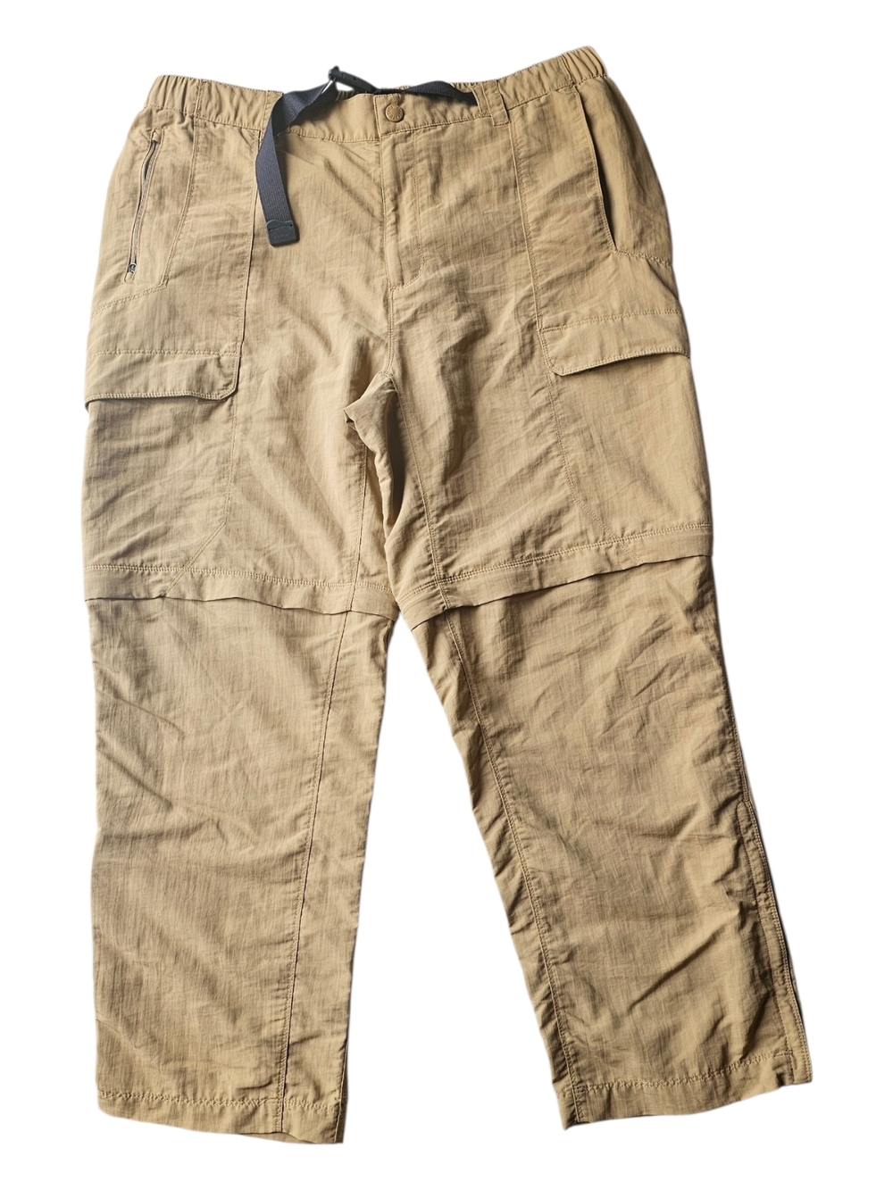 The North Face Mens XL Convertible Hiking Pants Zip Off Cargo Tan Nylon Belt